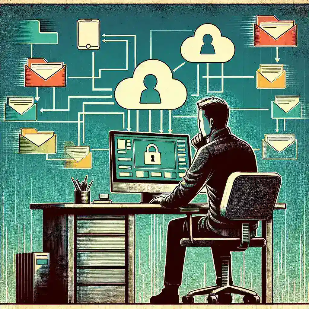 "Person using a third-party app on a smartphone for secure file transfers, highlighting potential risks and considerations in data security."
